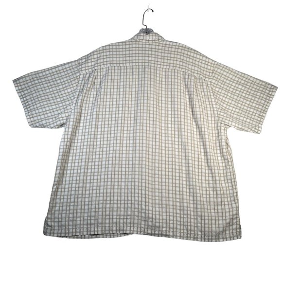 Tommy Bahama Mens Button Up Camp Shirt XXL Beige Plaid Tencel Outdoor Tropical - Picture 2 of 7
